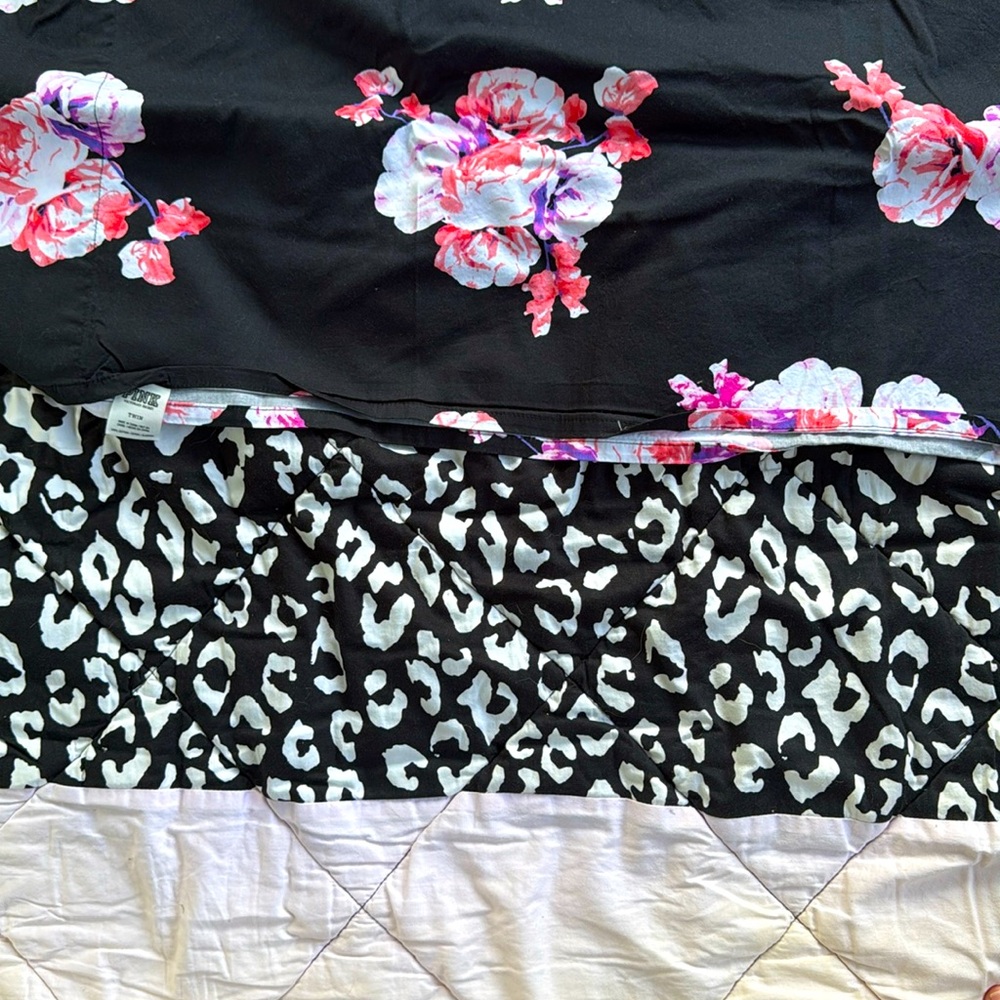 PINK Victoria’s Secret floral/leopard bedding set.